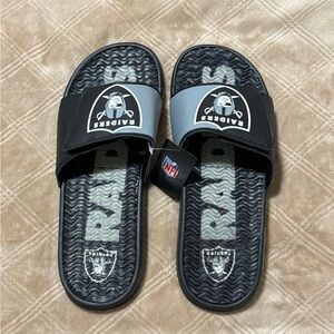 NFL Raiders Black and Gray Slide Sandals